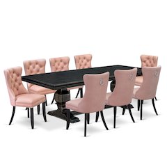 9 Pieces Dining Table Set a Rectangle Table and 8 Dining Chairs