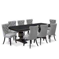 9 piece mid century kitchen set a wooden table and 8 kitchen Chairs