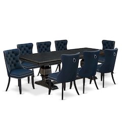 9 piece kitchen table set a dinner table and 8 Faux Leather dining Chairs