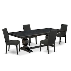 5 piece dining room set of a kitchen table and 4 Linen Fabric dining chairs