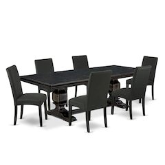 7 piece kitchen dining set of a rectangular table and 6 dining chairs