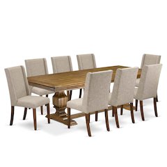 9 piece kitchen table set a kitchen table and 8 Linen Fabric dining chairs
