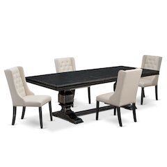 5 piece kitchen set in a wooden table and 4 kitchen chairs & black legs