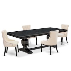 5 piece kitchen table set of a dining table & 4 dining chairs & black legs