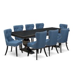 9 piece Kitchen Table Set of a Dinner Table and 8 Upholstered Chairs