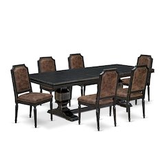 7 piece Modern Dining Table Set includes a Kitchen Table and 6 Dinner Chairs