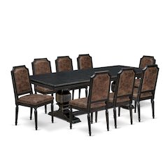 9 piece Dining Table Set consists of a Dining Table and 8 Kitchen Chairs