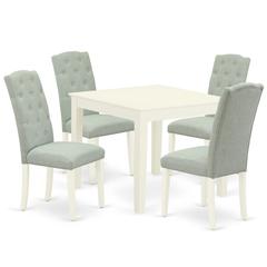 Dining Room Set Linen White, OXCE5-LWH-15