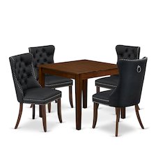 5 Piece Dining Room Furniture Set Contains a Square Solid Wood Table