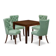 5 Piece Dining Room Furniture Set Consists of a Square Solid Wood Table