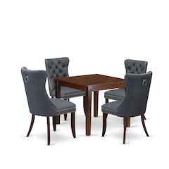 5 Piece Dining Room Table Set Consists of a Square Solid Wood Table