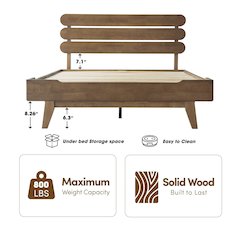 Full Wooden Platform Bed Frame, Barnwood Finish, Morden Style