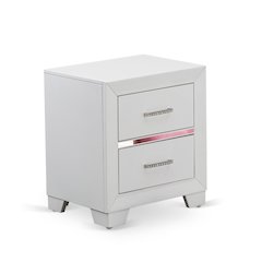 East West Furniture 1-Piece Pandora mid century Wooden Nightstand with 2 Wood Drawers for Bedroom - White Finish