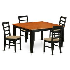 PARF5-BLK-C 5 Pc Dining set-Square Dining Table with Leaf and 4 Dining Chairs.