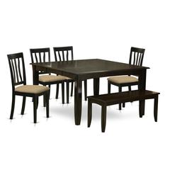 PFAN6-CAP-C 6 Pc Formal Dining set-Dining Table with Leaf and 4 Chairs plus a Bench.