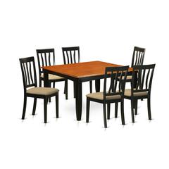 PFAN7-BCH-C 7 Pc Dining room set-Dining Table and 6 Wooden Dining Chairs