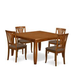 PFAV5-SBR-C 5 Pc Dining room set-Square Table with Leaf and 4 Dining Chairs