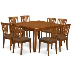 PFAV9-SBR-C 9 Pc Dining room set-Dining Table with Leaf and 8 Dinette Chairs.