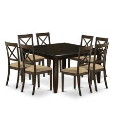 PFBO9-CAP-C 9 Pc Dining room set for 8-Kitchen Table with Leaf and 8 Linen Dinette Chairs.