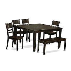 6  Pc  Kitchen  Table  with  bench-Table  with  Leaf  and  4  Kitchen  chair  Plus  Bench.