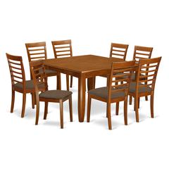 PFML9-SBR-C 9 Pc formal Dining room set-Dinette Table with Leaf and 8 Kitchen Chairs.
