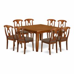 PFNA9-SBR-C 9 Pc Dining room set-Kitchen Table with Leaf and 8 Dinette Chairs.