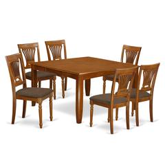 PFPL7-SBR-C 7 Pc Dining room set-Table with Leaf and 6 Kitchen Chairs.