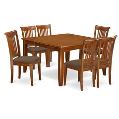 PFPO7-SBR-C 7 Pc Dining set-Square Dining Table with Leaf and 6 Dining Chairs