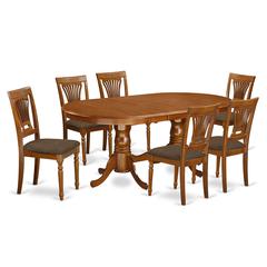 PLAI7-SBR-C 7 PC Dining room set for 6-Dining Table with 6 Dining Chairs