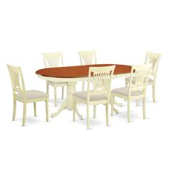 PLAI7-WHI-C 7 PC Dining room set for 6-Dining Table with 6 Dining Chairs