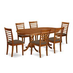 PLML7-SBR-C 7 Pc Dining room set-Dining Table with 6 Kitchen Chairs