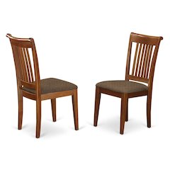 Elegant Slat Back Dining Chairs Set of 2 – Brown Wooden Kitchen Seats