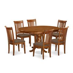 PORT7-SBR-C 7 PC Dining room set-Oval Dining Table with Leaf and 6 Dining Chairs