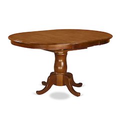 Portland  Single  Pedestal  Oval  Dining  table  with  18"  extension  butterfly  leaf  in  Saddle  Brown  Finish