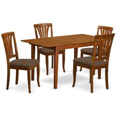 PSAV5-SBR-C 5 Pc small dinette set - Table with Leaf and 4 Kitchen Dining Chairs