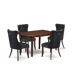 5 Piece Kitchen Table Set Contains a Rectangle Dining Table with Butterfly Leaf