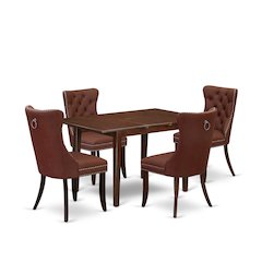 5 Piece Dining Set Consists of a Rectangle Wooden Table with Butterfly Leaf