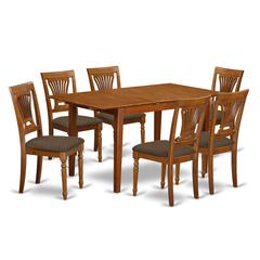 PSPL7-SBR-C 7 PC KitchenKitchen dinette set- Table with Leaf and 6 Chairs for Dining room