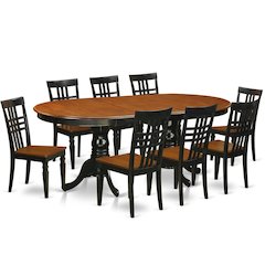 Elegant 9-Piece Dining Table Set for 8 – Black and Cherry Finish