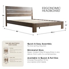 Queen Wooden Platform Bed Frame, Barnwood Finish, Morden Style