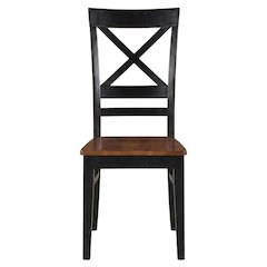 Solid Wood X-Back Dining Chair, Black & Cherry, Set of 2
