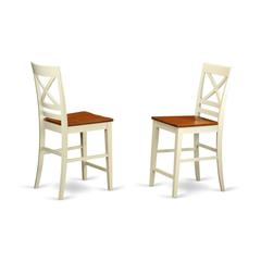 Quincy  Counter  Height  Stools  With  X-Back  in  Buttermilk  and  Cherry  Finish,  Set  of  2