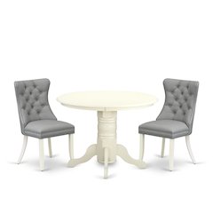3 Piece Dinette Set Consists of a Round Kitchen Table with Pedestal