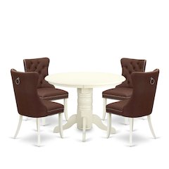 5 Piece Kitchen Table Set for Small Spaces Contains a Round Dining Table