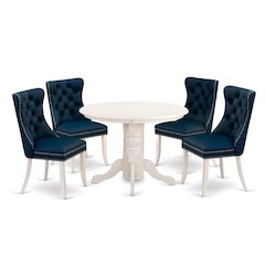 5 Piece Kitchen Table Set Consists of a Round Dining Table with Pedestal