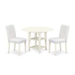 3Pc Round 20/42 Inch Table With 2 11-Inch Drop Leaves And 2 Parson Chair