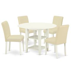 Dining Room Set Linen White, SUAB5-LWH-64
