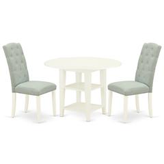 Dining Room Set Linen White, SUCE3-LWH-15