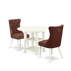 3 Piece Kitchen Dining Set Consists of a Round Dining Table