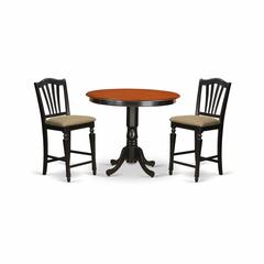 TRCH3-BLK-C 3 PC counter height pub set - high top Table and 2 counter height stool.